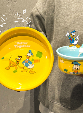 正版迪士尼一人食餐具套装家用可爱碗碟卡通碗盘高颜值饭碗盘子