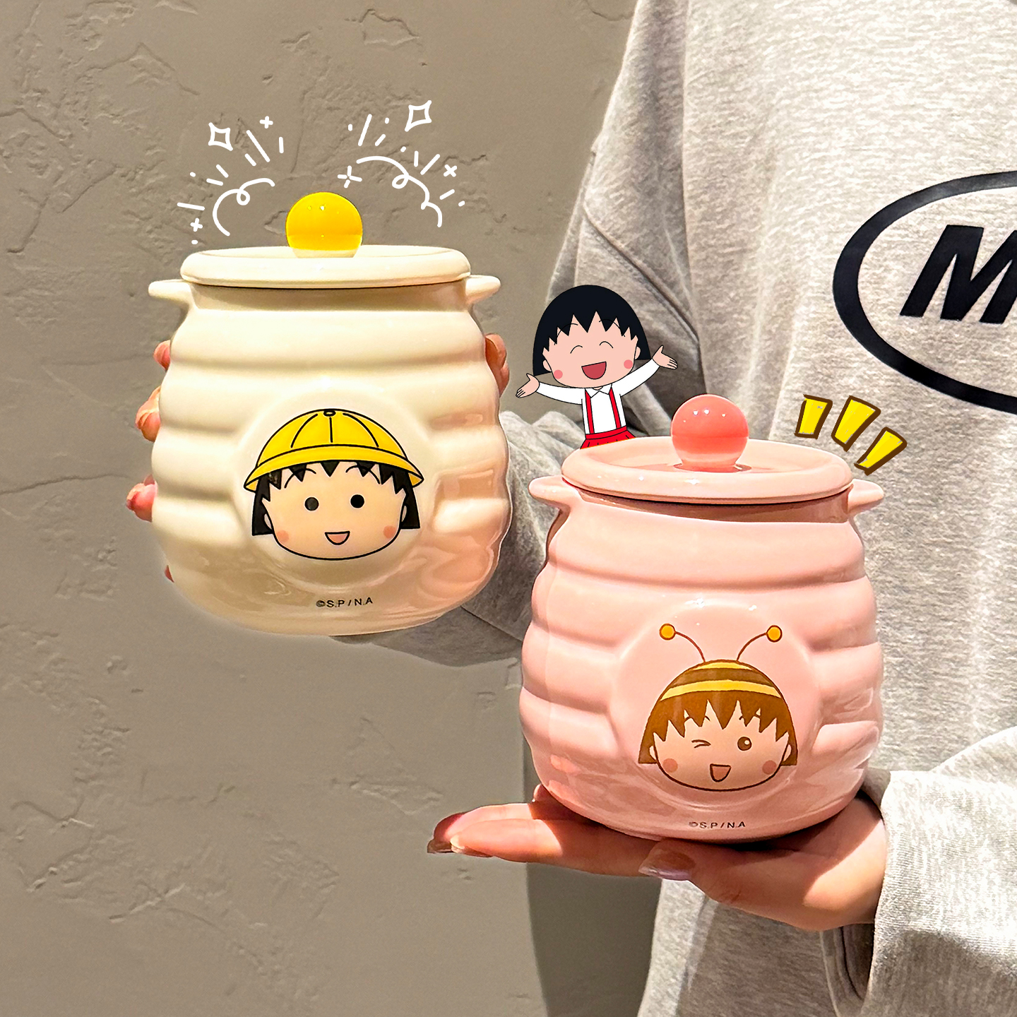 正版樱桃小丸子猪油罐家用耐高温