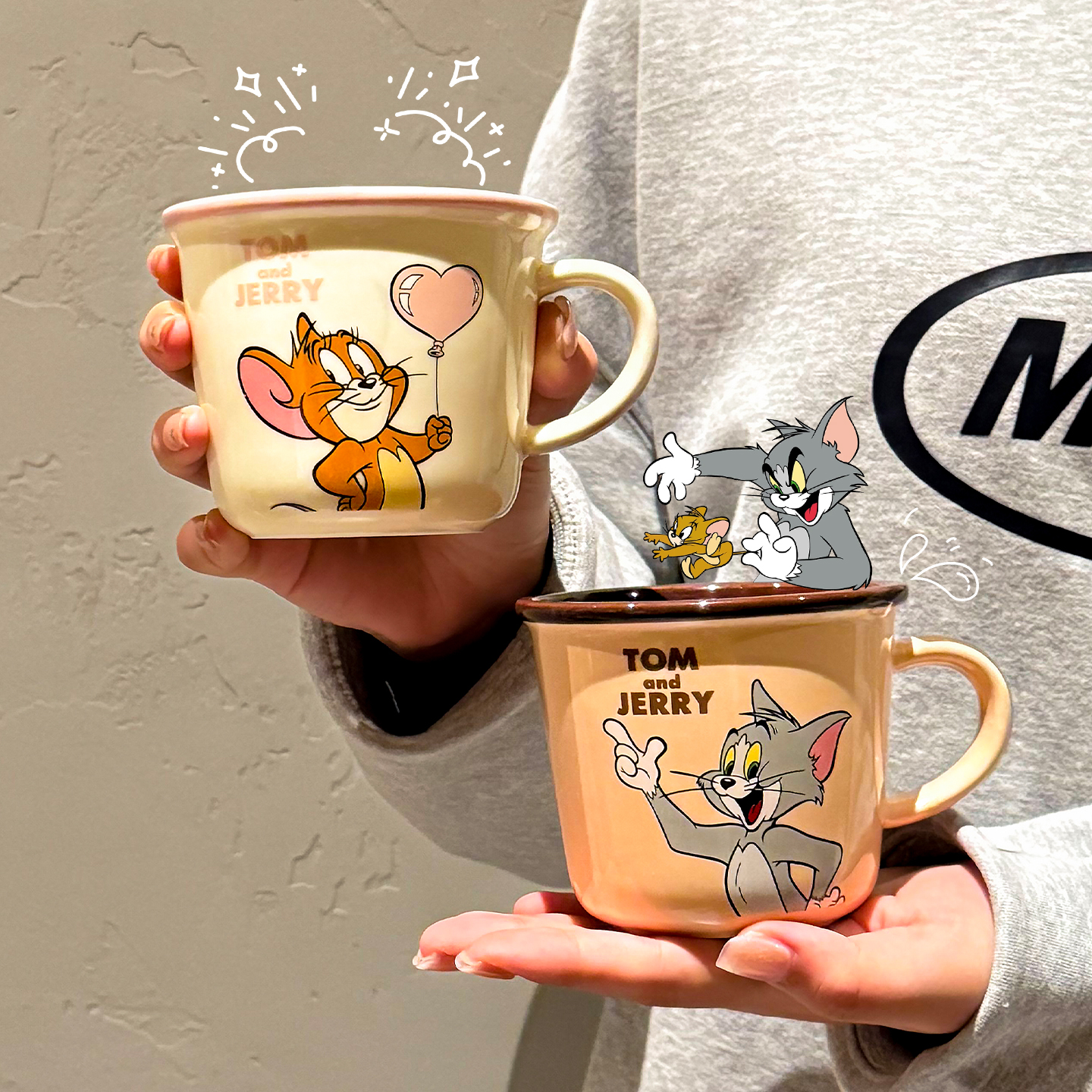 正版猫和老鼠杯子女生高颜值陶瓷