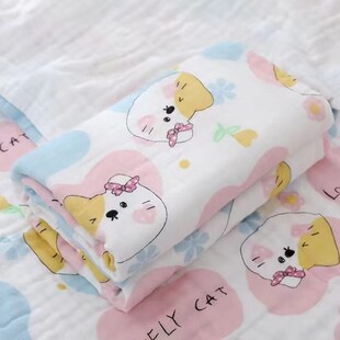 婴童床品6层纱布高密印花盖毯 棉纱布幼儿园儿童童被 婴幼儿浴巾