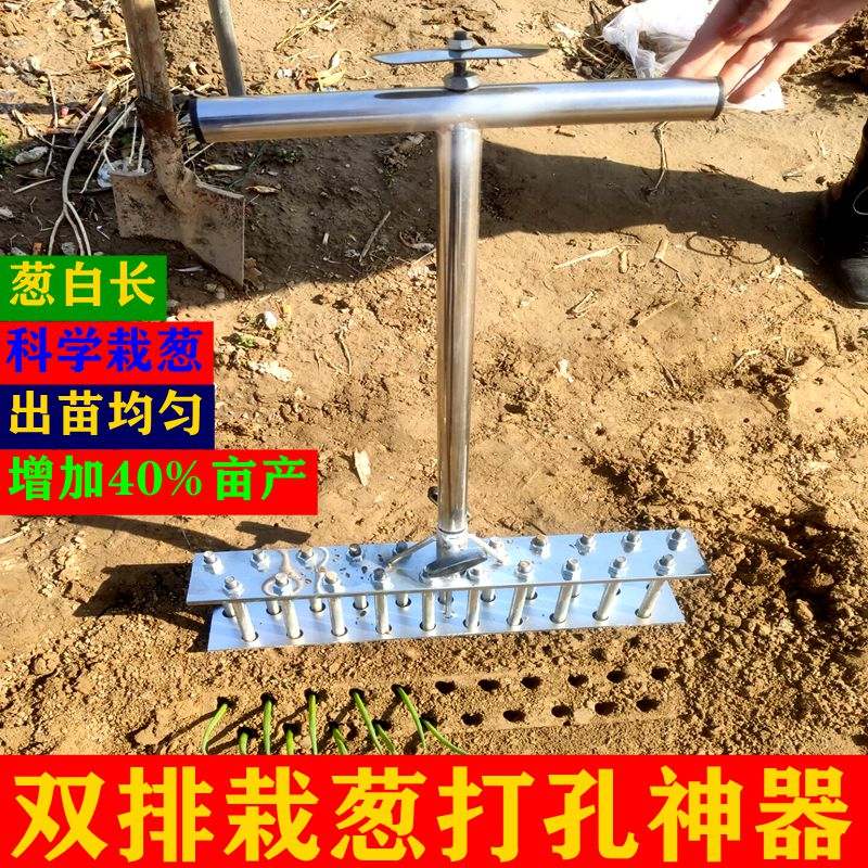 双排栽葱种植神器葱叉打眼器农用耕种机械/微耕机/开