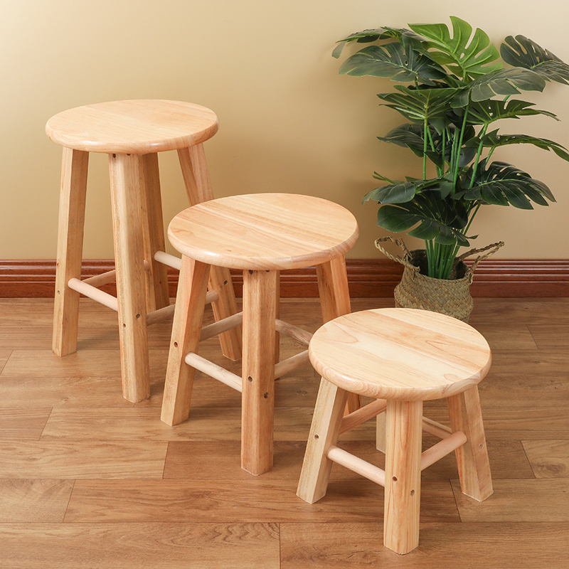 实木小板圆凳子家用客厅餐桌卯榫凳加宽加固木凳子小木凳穿鞋矮凳