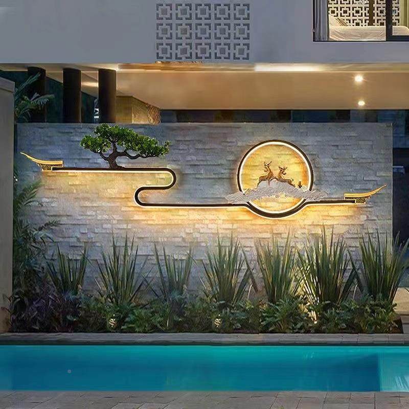 景户防水壁新外中式太阳能别灯墅庭院外墙院子门口小区背墙影910