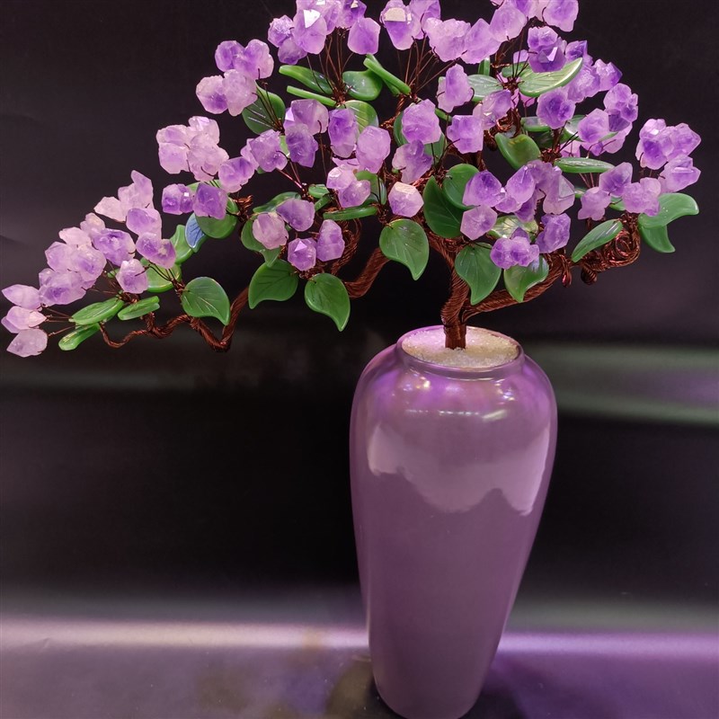 紫水晶发财树黄水晶摇钱树家居摆件客厅玄关酒柜店铺开业乔迁送礼