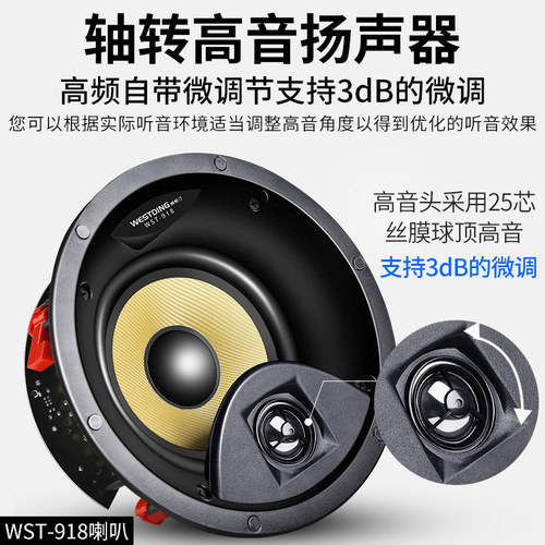 威斯汀背景音乐喇叭吸顶家用音响天花吊顶音箱嵌入式广播店铺