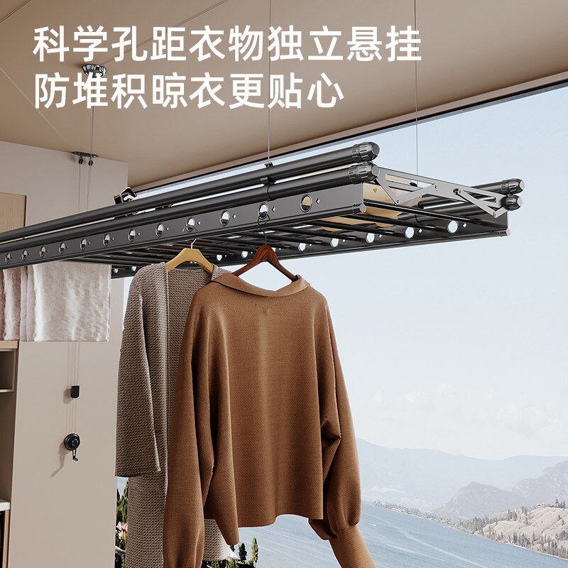 手摇升降晾衣架室内阳台家用加粗加厚手动晒衣架自动晾衣晒被神器