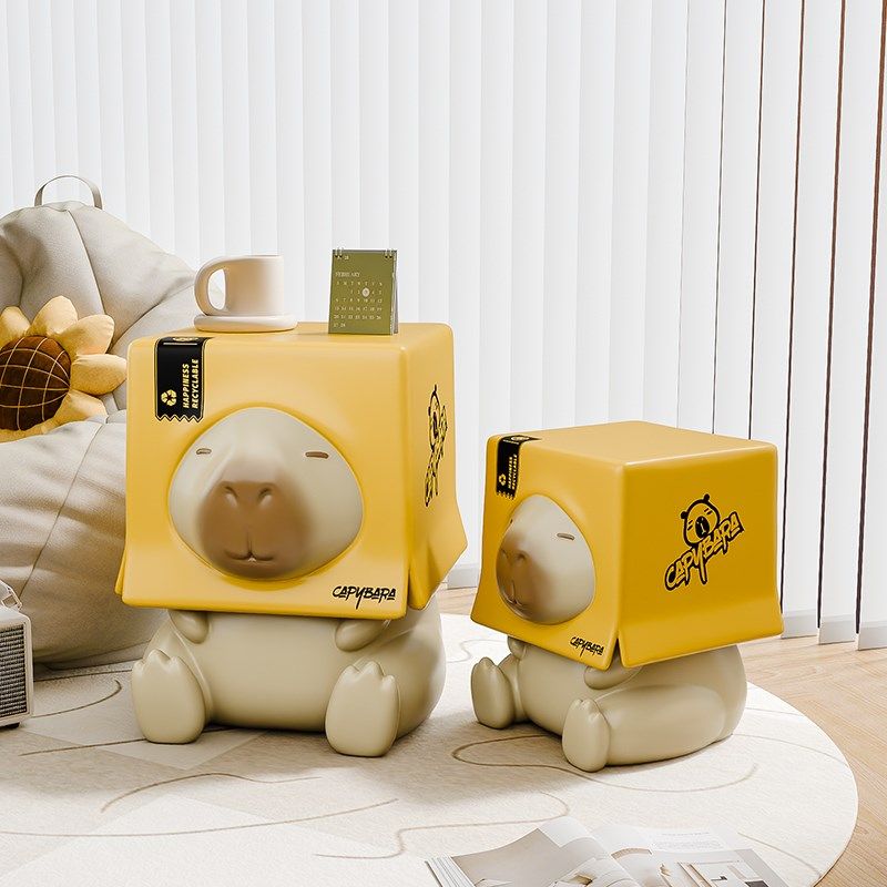 贝汉美入户玄关卡皮巴拉落地摆件换鞋凳客厅沙发边几矮凳乔迁礼物,家居饰品,落地摆件,淘宝优惠券,粉丝福利购,淘宝优惠卷