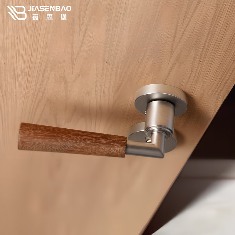 嘉森堡中古风卧室门锁家用房间室内门把手胡桃木复古磁吸中式门锁