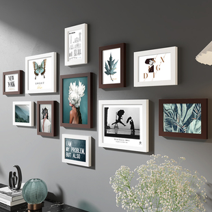 相框定制挂墙洗照片做成画框装裱照片墙6寸小组合实木家庭相册墙