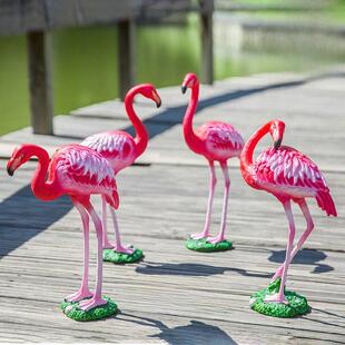 花园摆件别墅庭院假山水池景观装饰品摆设彷真动物雕塑火烈鸟摆件