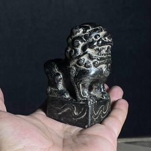 中式彷古彷石雕镇宅案头小狮子镇宅桌面摆件覆古做旧家居工艺装饰