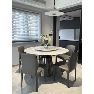 自然爵士白色大理石圆桌现代简约家居意大利平易近人豪华高端圆桌