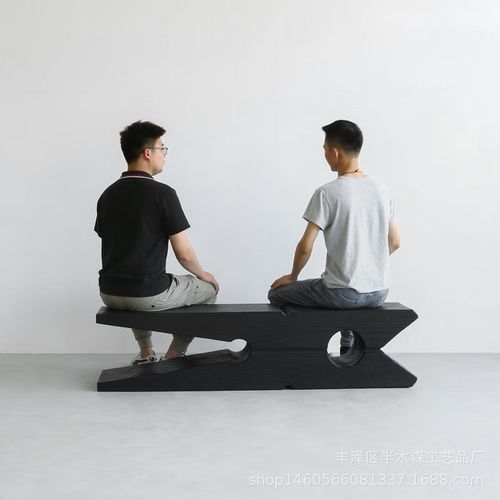 简约艺型设计长木墩m走廊大厅坐凳摆饰创意复古电视柜碳烧黑色坐