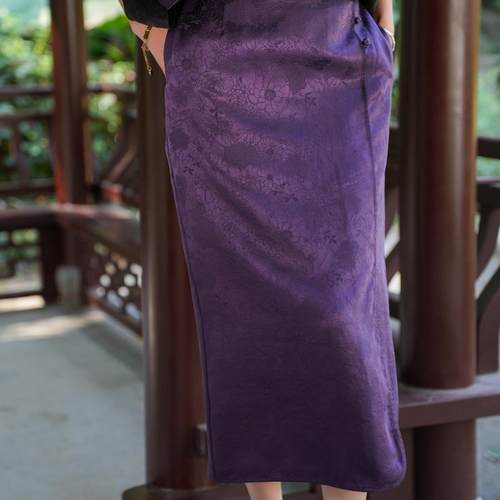 【25MM香云纱】觅萝香原创新中式2025年秋百搭透孔罗缠枝牡丹半裙