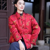 短款 新年款 羽绒服 觅萝香 红云纱透孔罗 26MM香云纱 90白鹅绒