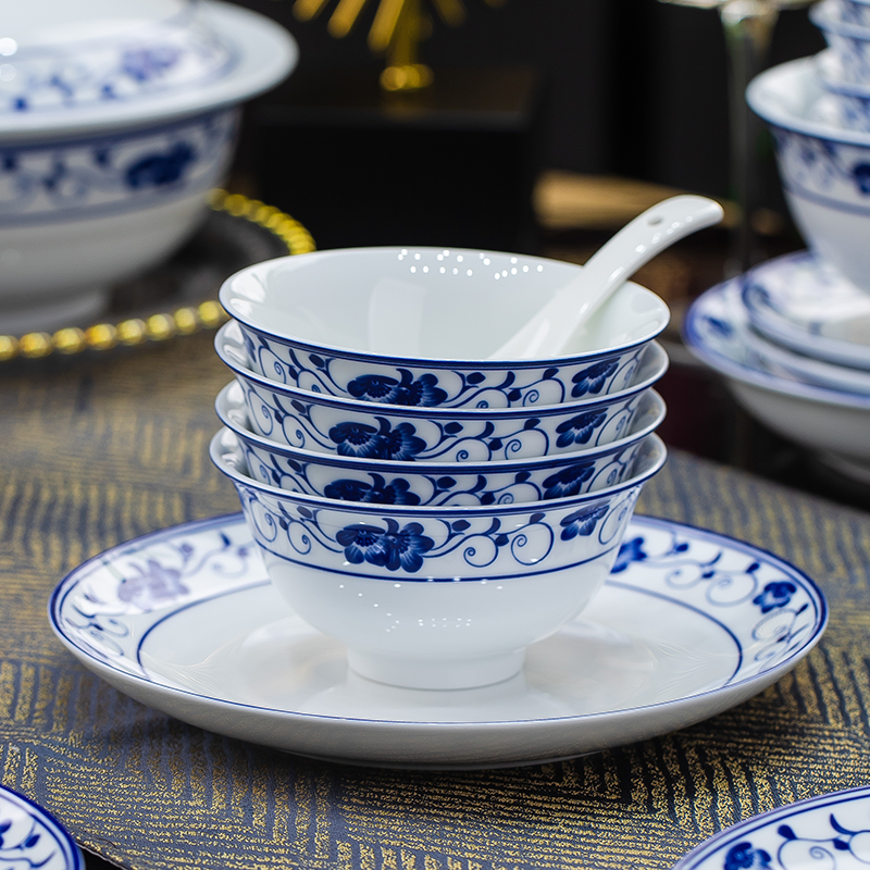 青花瓷饭碗高温釉下彩瓷碗不挂油