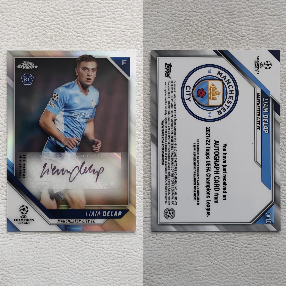 Topps Chrome 曼城 切尔西 德拉普 Delap 亲签 签字 签名 球星卡
