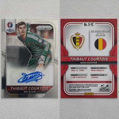 2016 Panini Prizm 欧洲杯绝版 比利时 库尔图瓦 亲笔签名 球星卡