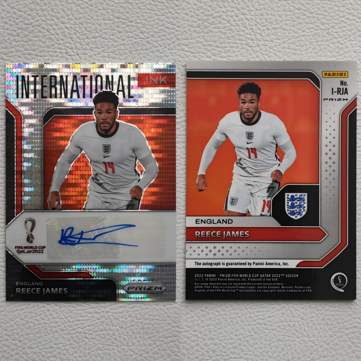 Panini 2022世界杯 Prizm 英格兰 里斯詹姆斯 亲笔签字 球星卡