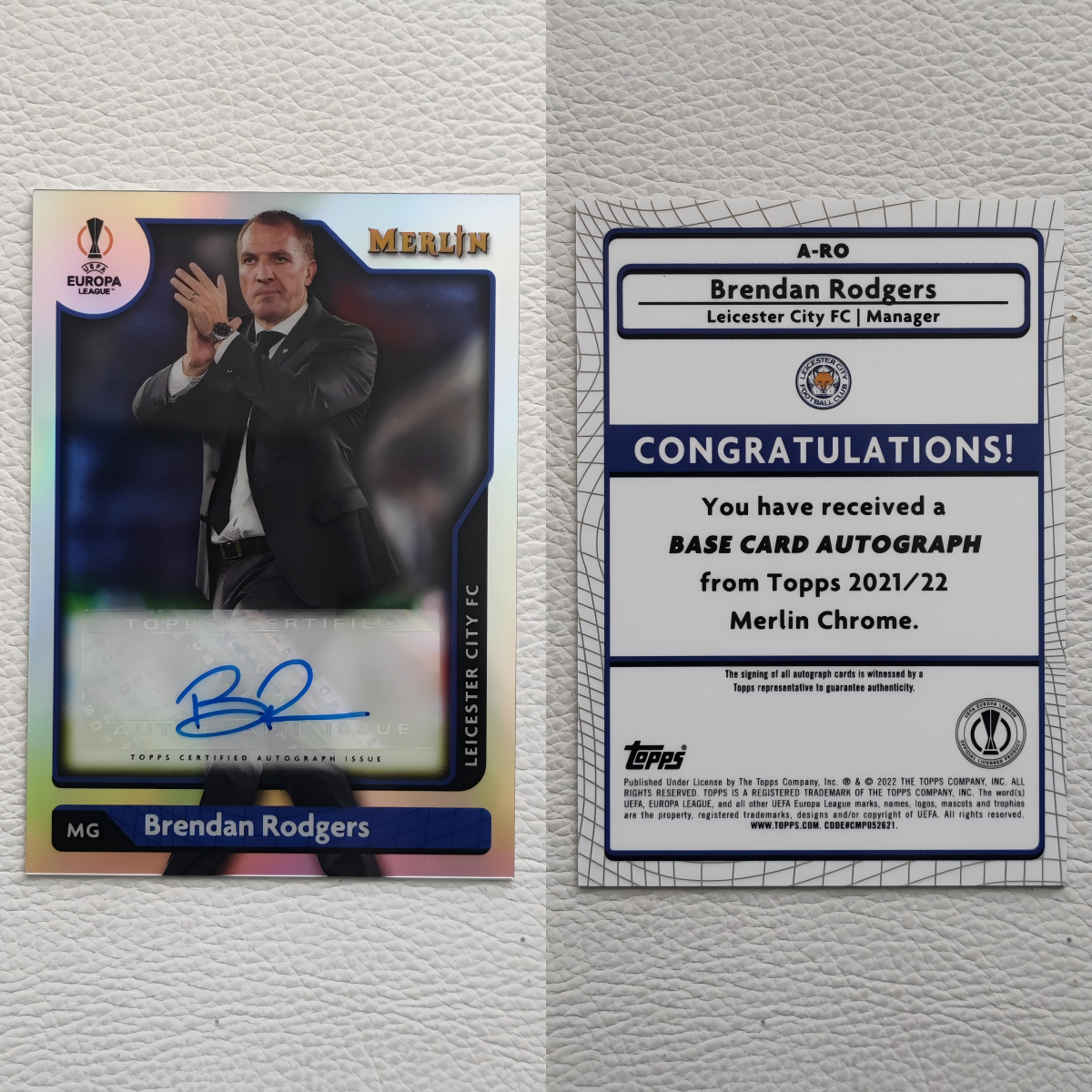 TOPPS 2022 MELIRN 莱斯特城 罗杰斯 Rodgers 亲签 签名 球星卡