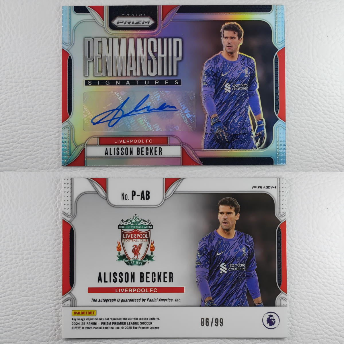 Panini 2024-25 Prizm 利物浦 阿利松 球员亲笔签名 球星卡