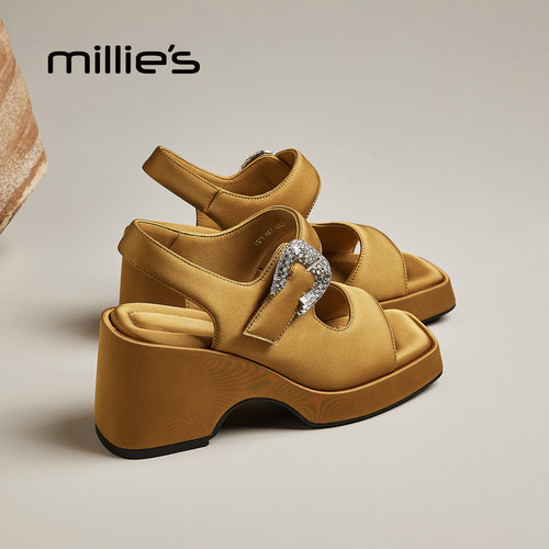 MILLIE'S/妙丽厚底增高露趾凉鞋