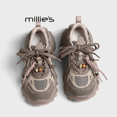 轻便徒步鞋 妙丽复古厚底老爹鞋 MILLIE 春季 透气休闲运动鞋 雨鞋