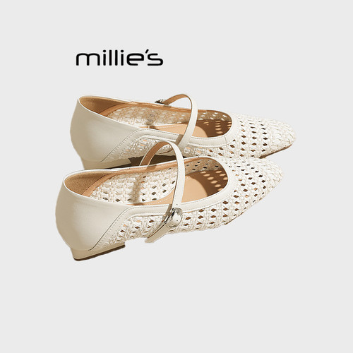 MILLIE'S/妙丽一字带平底单鞋