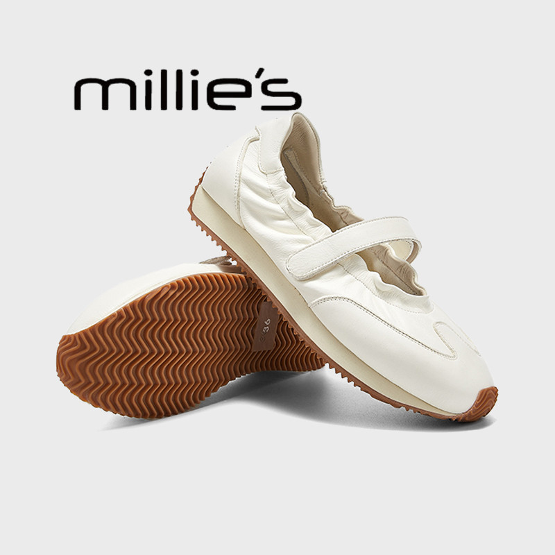 MILLIE'S/妙丽魔术贴玛丽珍雨鞋女内增高运动芭蕾舞鞋平底单鞋Z