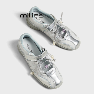 MILLIE'S/妙丽潮流阿甘鞋魔术贴女款2026年春款运动休闲鞋德训鞋