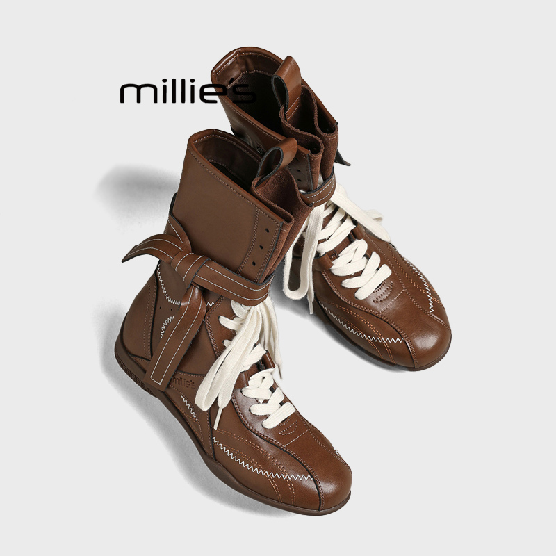 MILLIE'S/妙丽真皮复古拳击靴