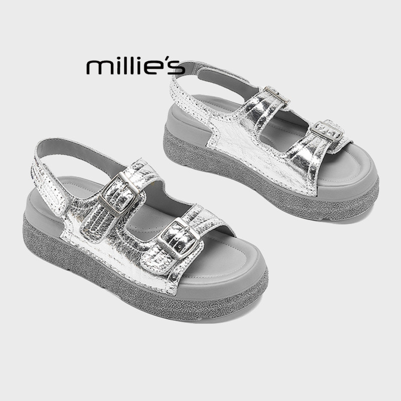 MILLIE'S/妙丽厚底勃肯凉鞋女2026夏季外穿时尚绝美不累脚罗马鞋Z