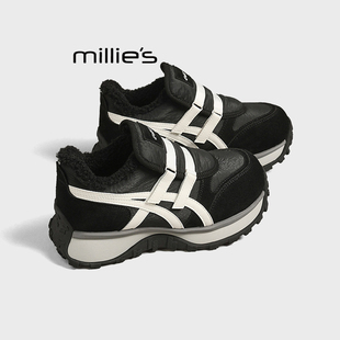 百搭休闲运动鞋 妙丽秋冬新款 女时尚 厚底增高加绒老爹鞋 MILLIE