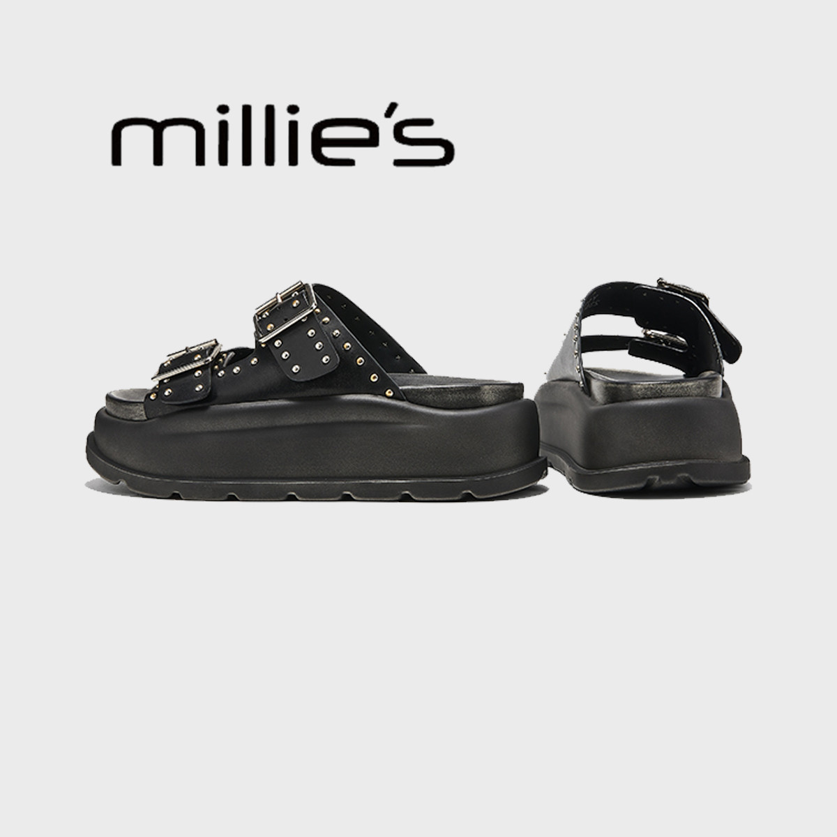 MILLIE'S/妙丽厚底拖鞋女夏外穿时尚2026新款增高小个子高级感