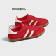 妙丽红色德训鞋 女百搭休闲运动板鞋 MILLIE 复古反绒皮防水鞋