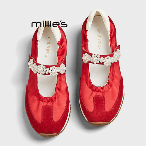 MILLIE'S/妙丽珍珠厚底芭蕾单鞋