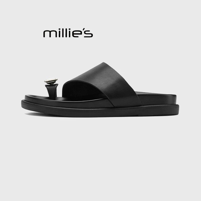 MILLIE'S/妙丽人字拖女2026夏季新款黑色厚底气质凉拖鞋外穿Z