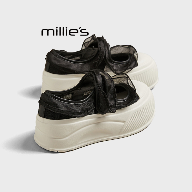 MILLIE'S/妙丽2025夏款厚底休闲鞋百搭魔术贴松糕网纱玛丽珍鞋女,女鞋,雨鞋,淘宝优惠券,粉丝福利购,淘宝优惠卷