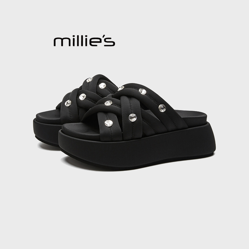 MILLIE'S/妙丽露趾休闲增高凉拖