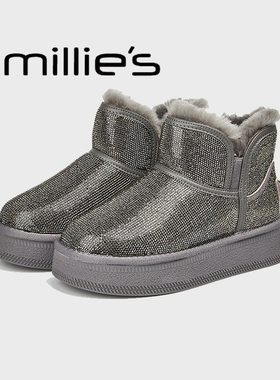 MILLIE'S/妙丽东北户外防寒雪地靴加绒加厚保暖女棉鞋时尚短靴冬