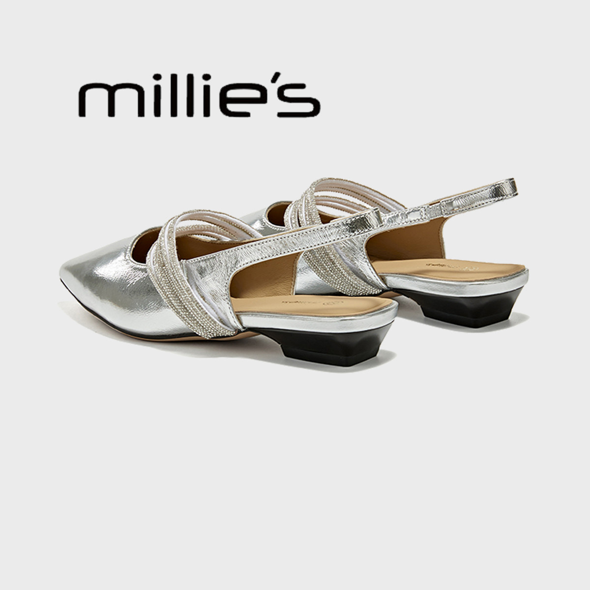 妙丽包头凉鞋女夏外穿2026新款女鞋夏季尖头皮鞋女款法式平底单鞋