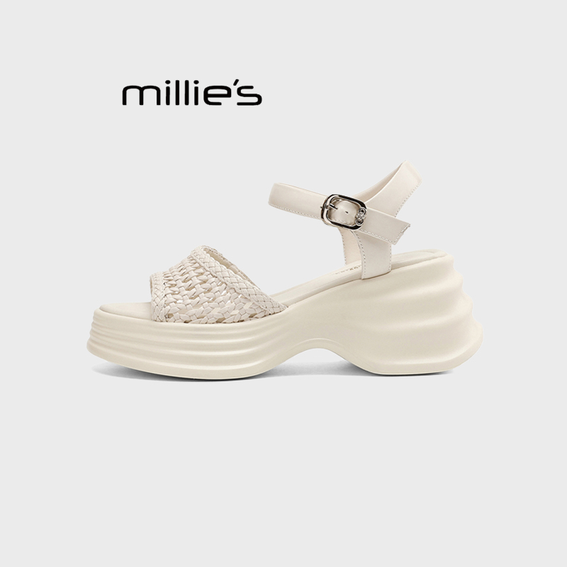MILLIE'S/妙丽编织一字带凉鞋