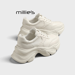 MILLIE'S/妙丽厚度百搭老爹鞋女2026秋款休闲运动鞋不累脚小白鞋
