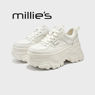 休闲增高运动老爹鞋 MILLIE 系带时尚 妙丽欧洲站圆头厚底中帮鞋