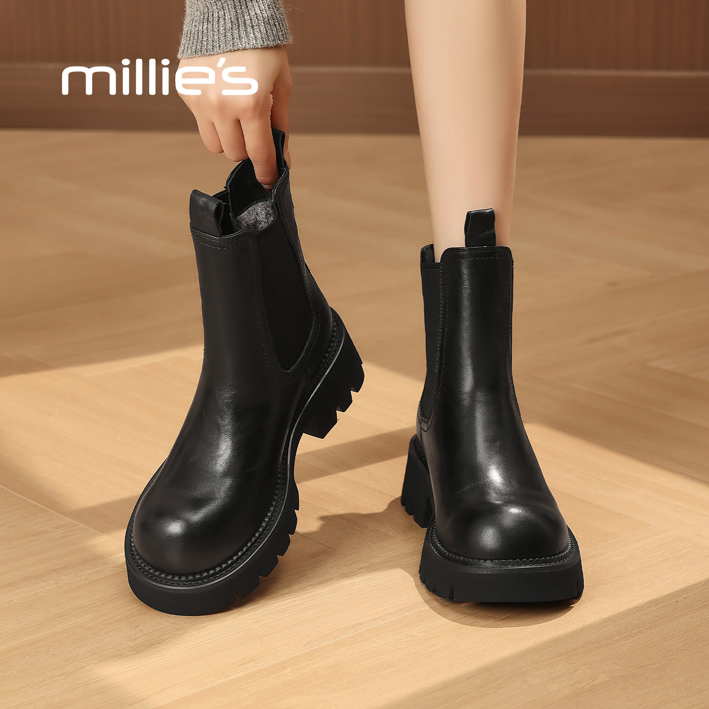 MILLIE'S/妙丽厚底切尔西靴