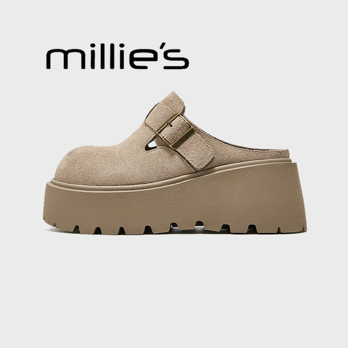 妙丽内增高包头半拖鞋