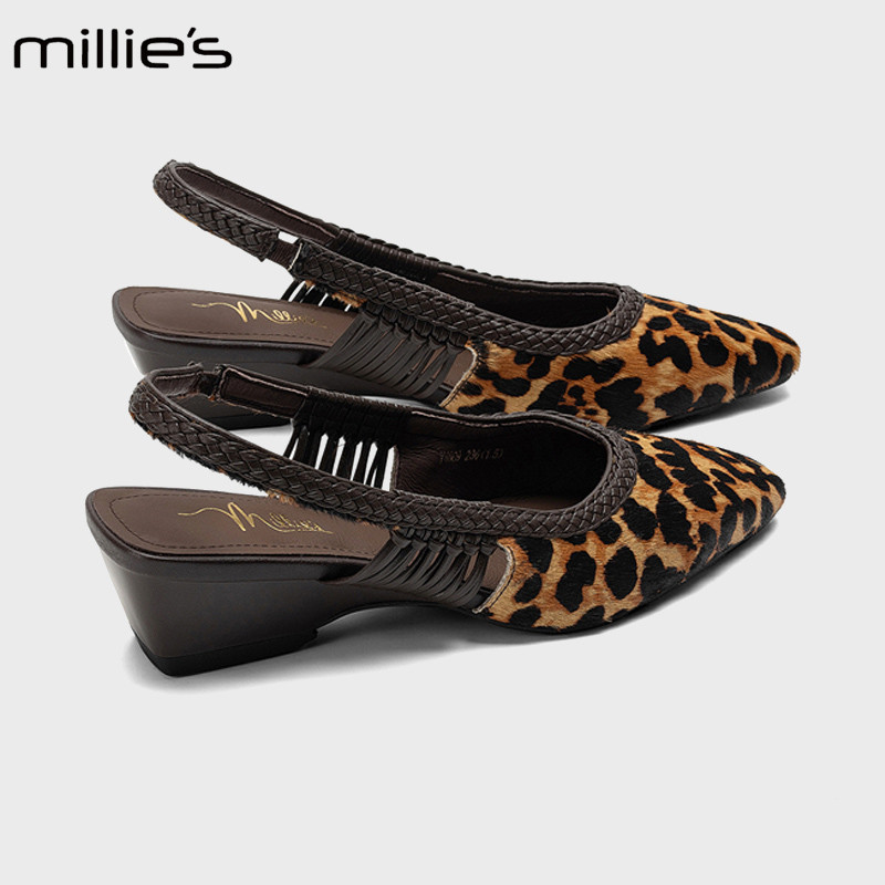 MILLIE'S/妙丽复古风豹纹凉鞋图片