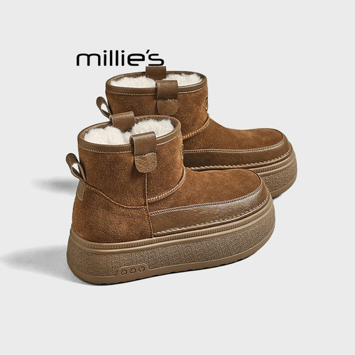 MILLIE'S/妙丽真皮毛毛鞋短靴