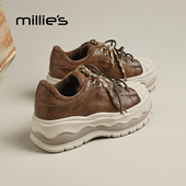 女复古运动鞋 MILLIE 时尚 百搭厚底休闲板鞋 妙丽2026秋冬新款