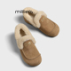 妙丽真皮豆豆棉鞋 女秋冬新款 MILLIE 外穿加绒保暖一脚蹬毛毛鞋